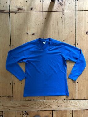 Y2K Style Blue High V-Neck Long Sleeve Tee